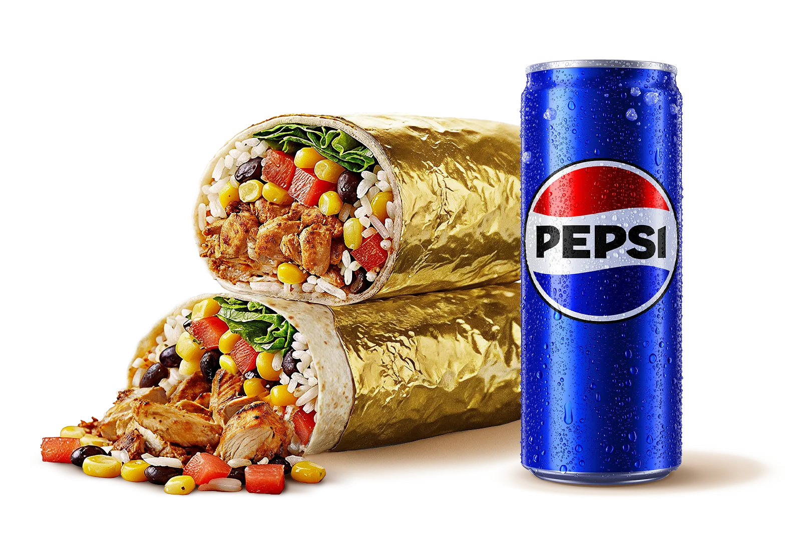 Grande Achiote Piletina Burrito + Pepsi 0.33l
