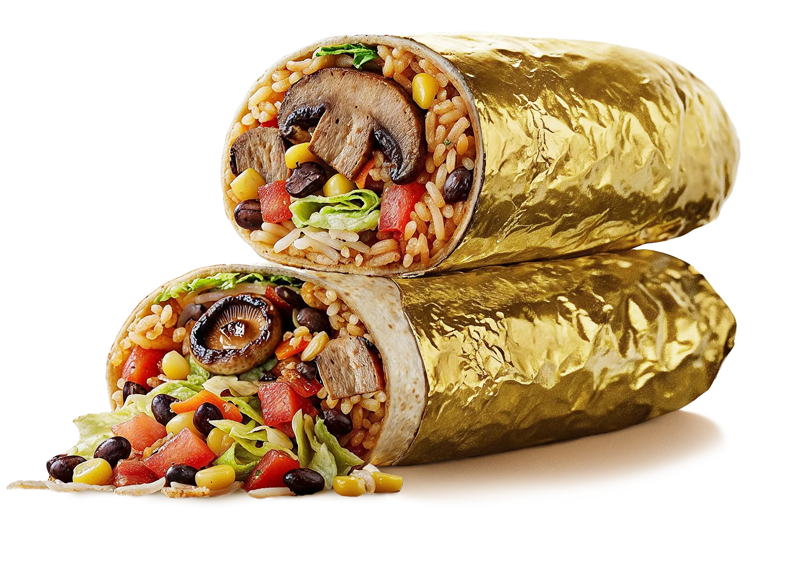 Grande pečene pečurke burrito
